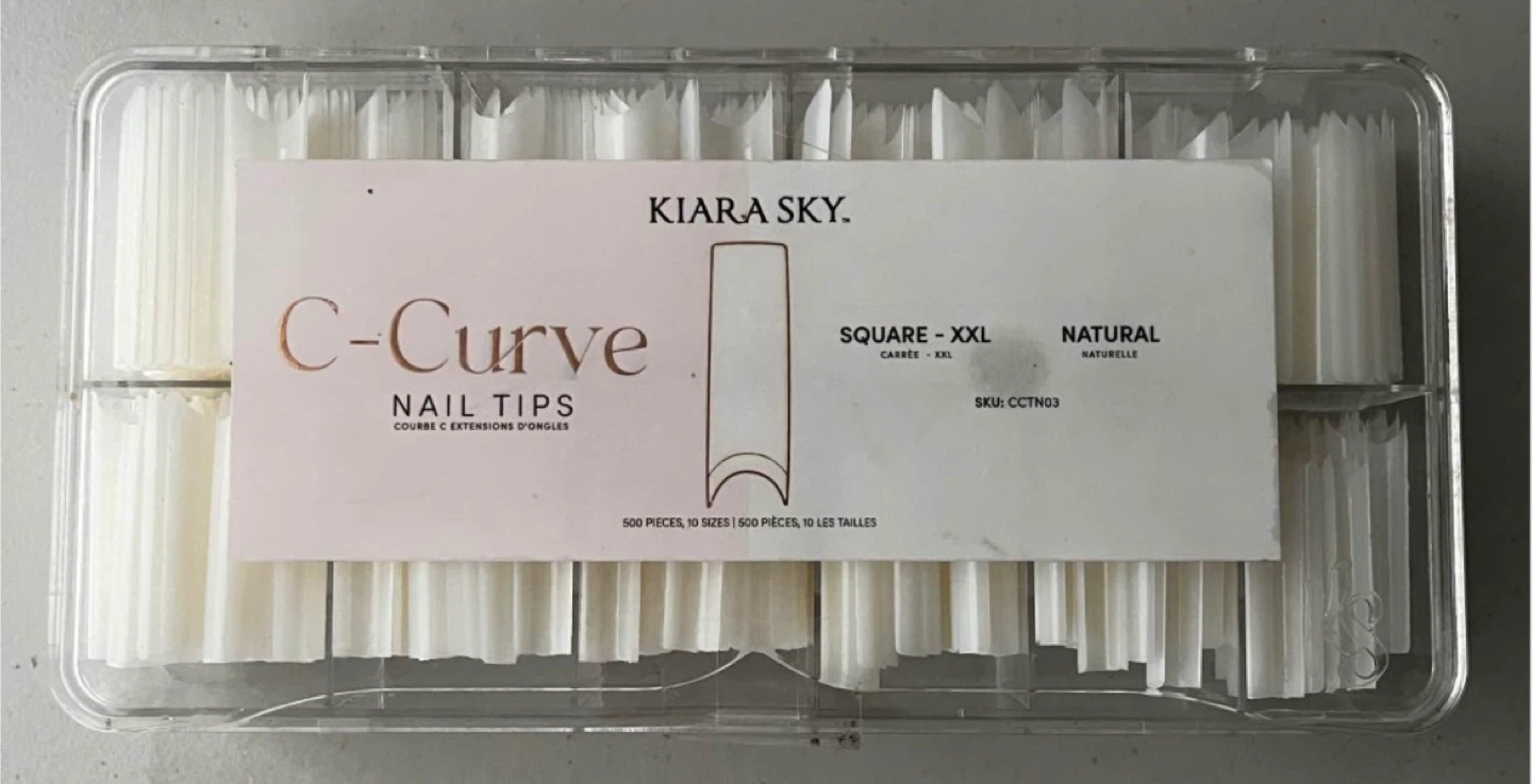Kiara Sky C-Curve Nail Tips, Square XXL