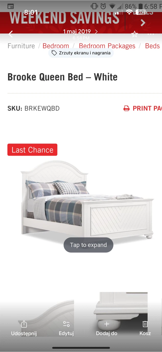 Queen size bed frame white - photo 2