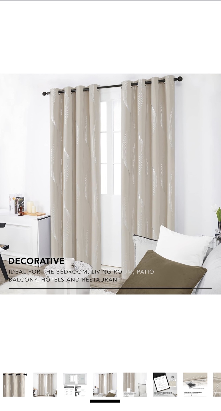 Beige Wave Pattern Curtains - 52"W - photo 3
