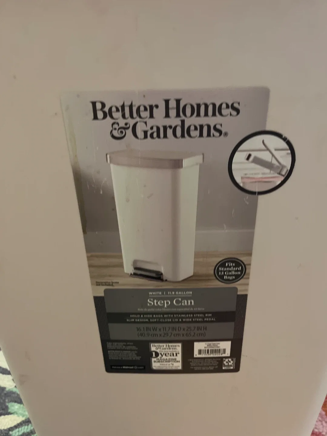 Better Homes & Gardens 11.9 Gallon Step Can - White image indicator(2)
