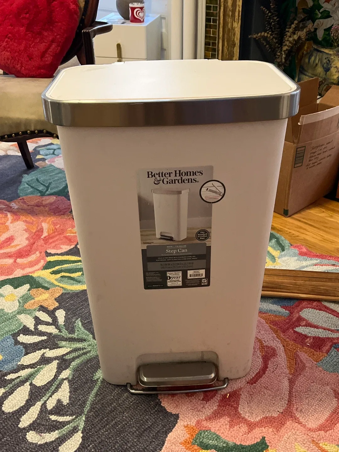 Better Homes & Gardens 11.9 Gallon Step Can - White thumbnail