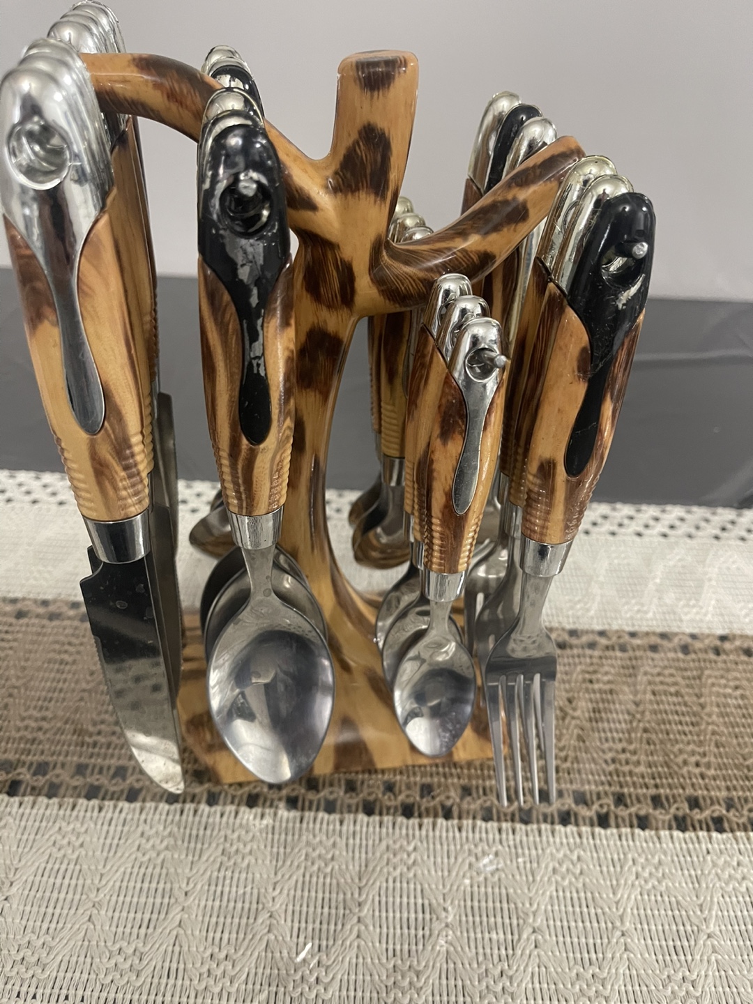Cutlery Set with Wooden Stand Tree Style - photo 2