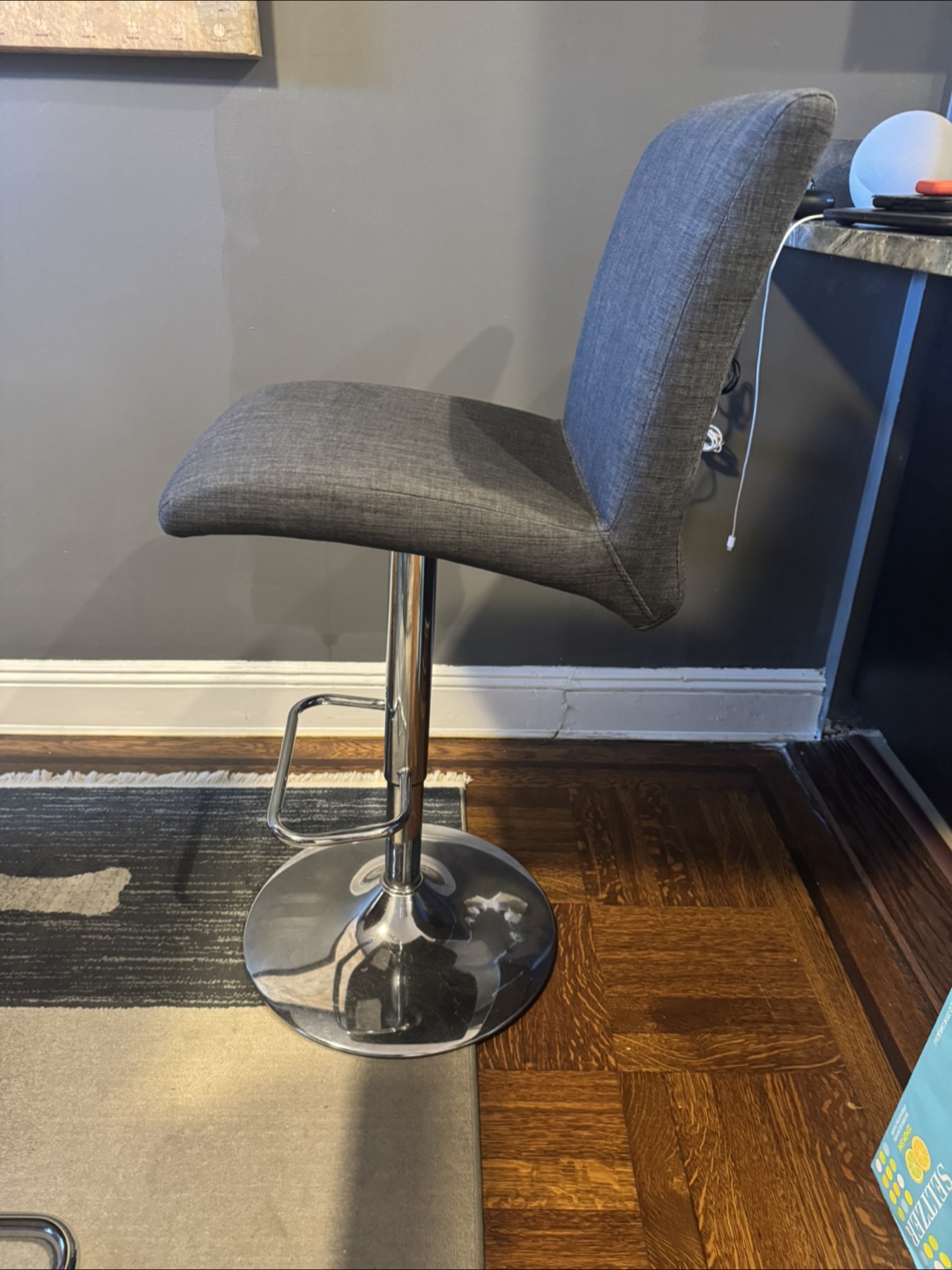 Gray Adjustable Height Bar Stool - photo 2