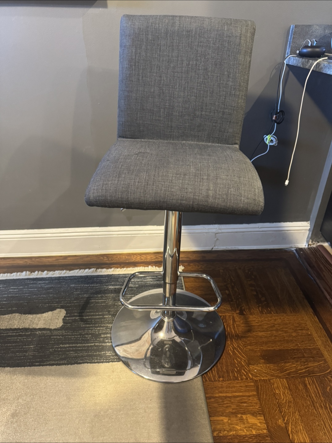 Gray Adjustable Height Bar Stool