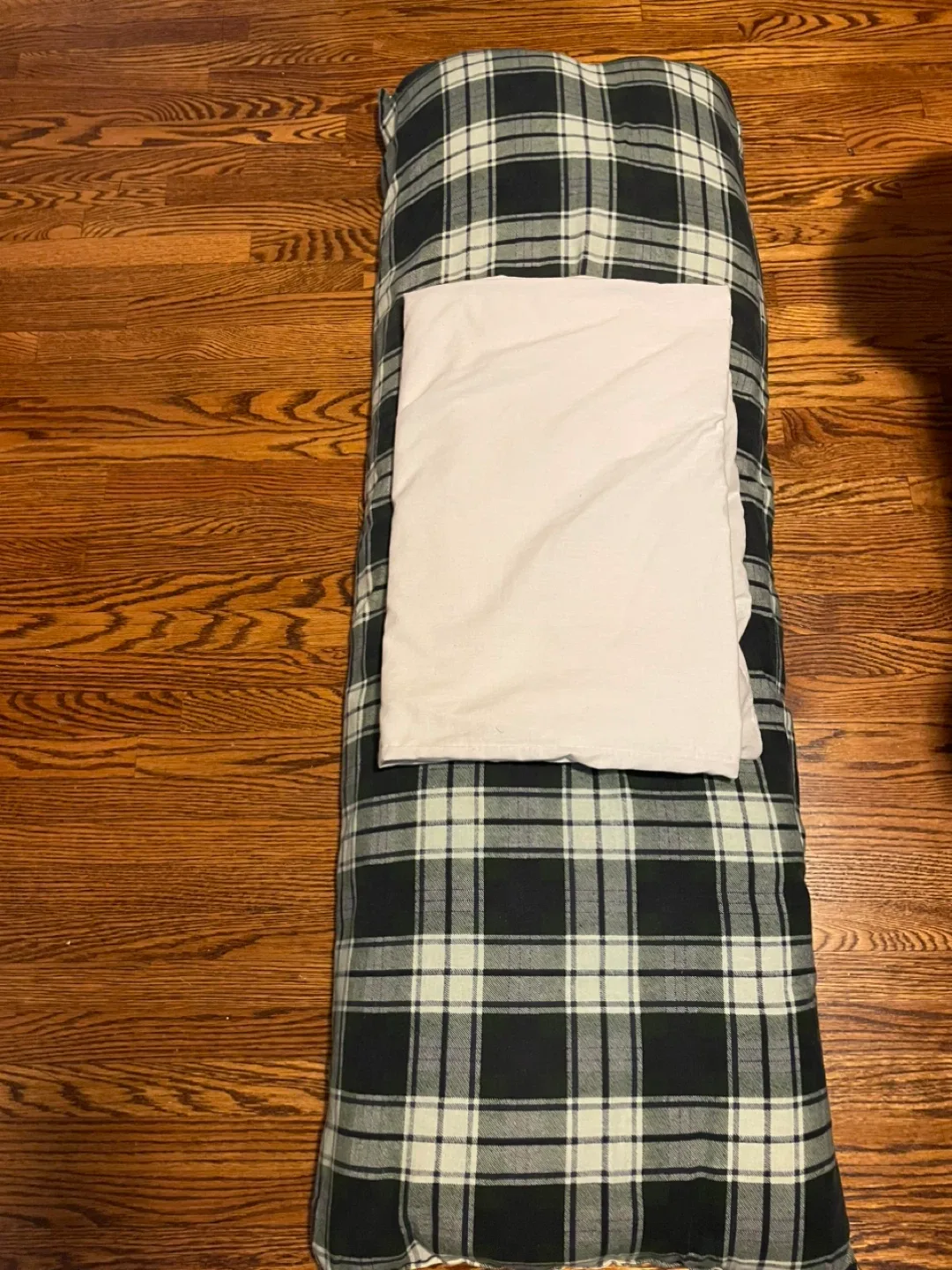 Plaid Body Pillow with White Cover