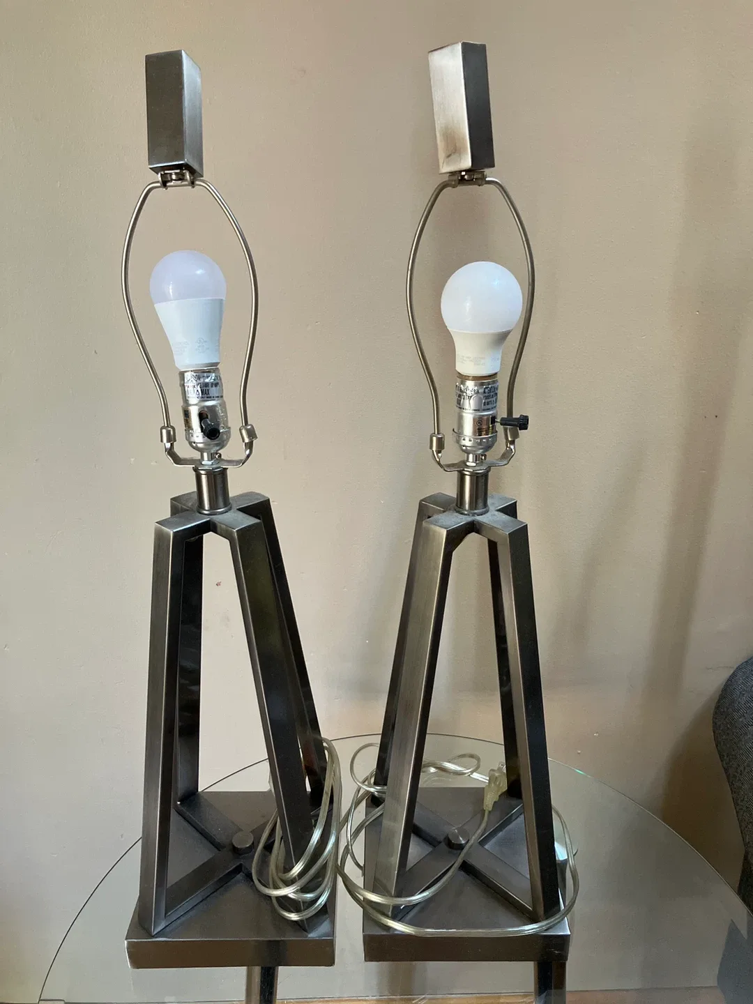Pair of Modern Metal Table Lamps