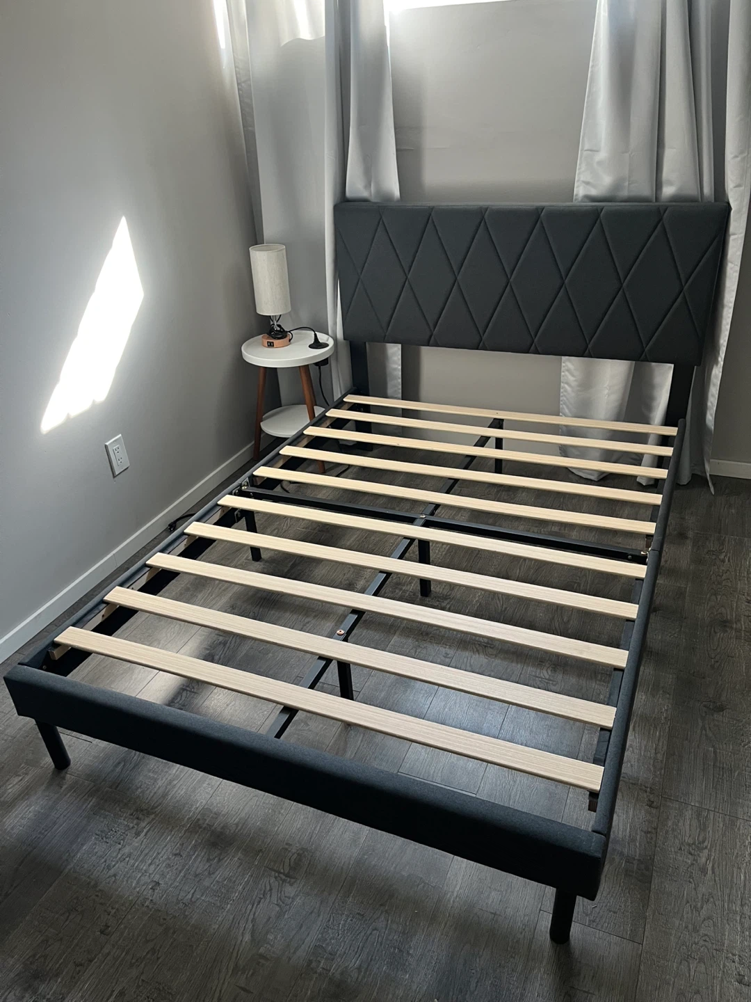 Upholstered Platform Double sized Bed Frame - Grey