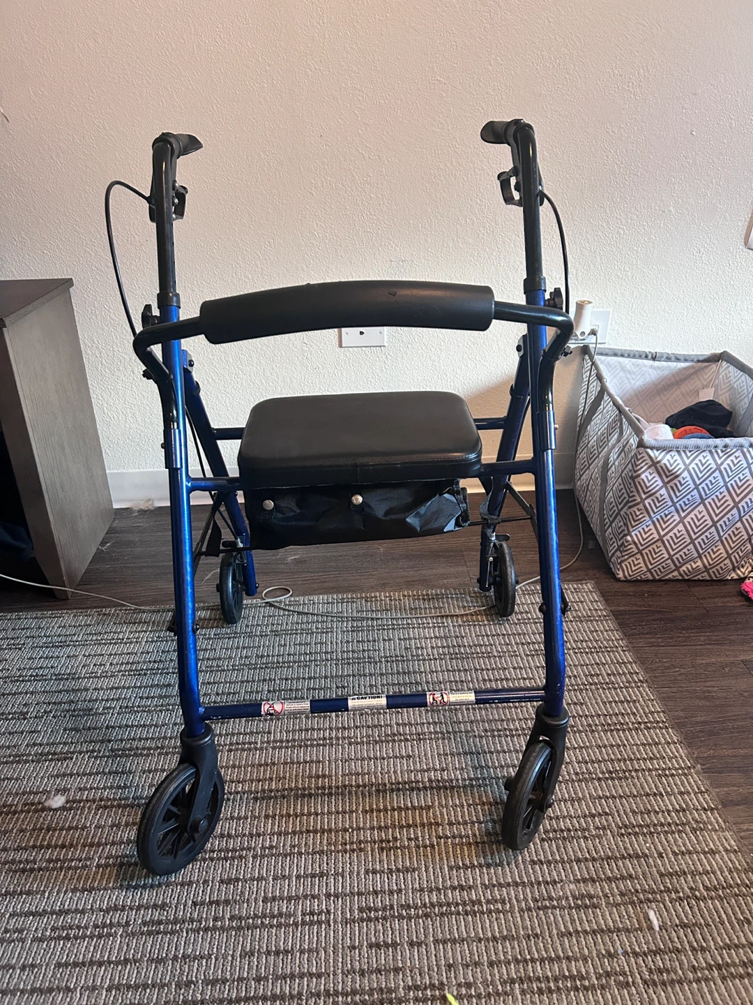 Blue Folding Walker with Seat