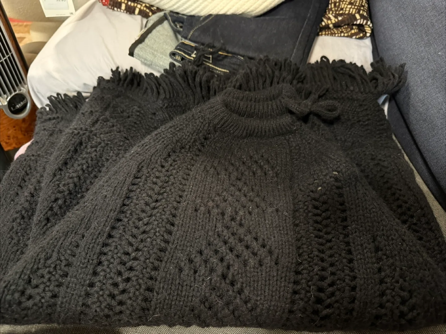 Sisley Black Wool Blend Poncho  - One Size image indicator(2)