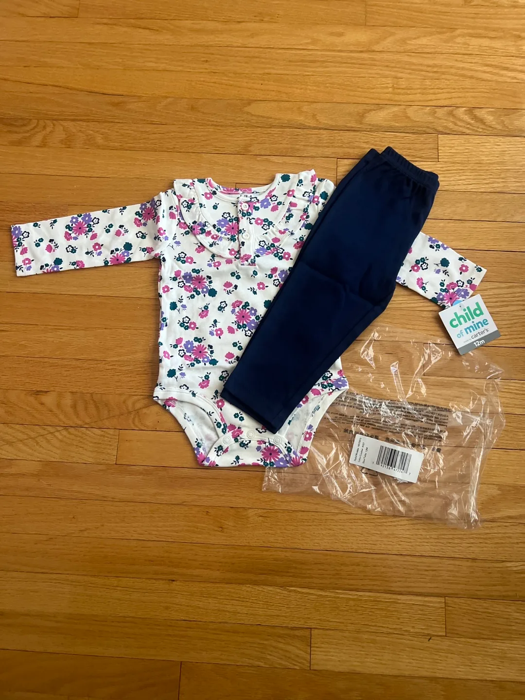 Child of Mine Carter's 12M Floral Bodysuit & Pants - New thumbnail