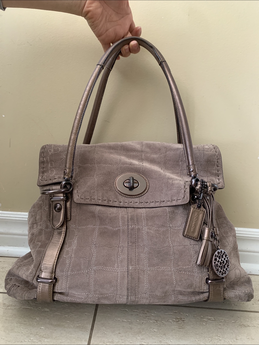 Coach Suede Leather Tote Bag