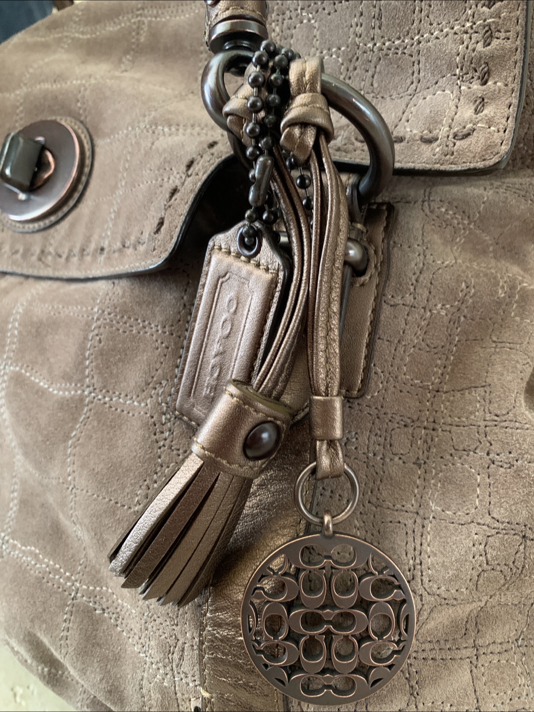 Coach Suede Leather Tote Bag - photo 3