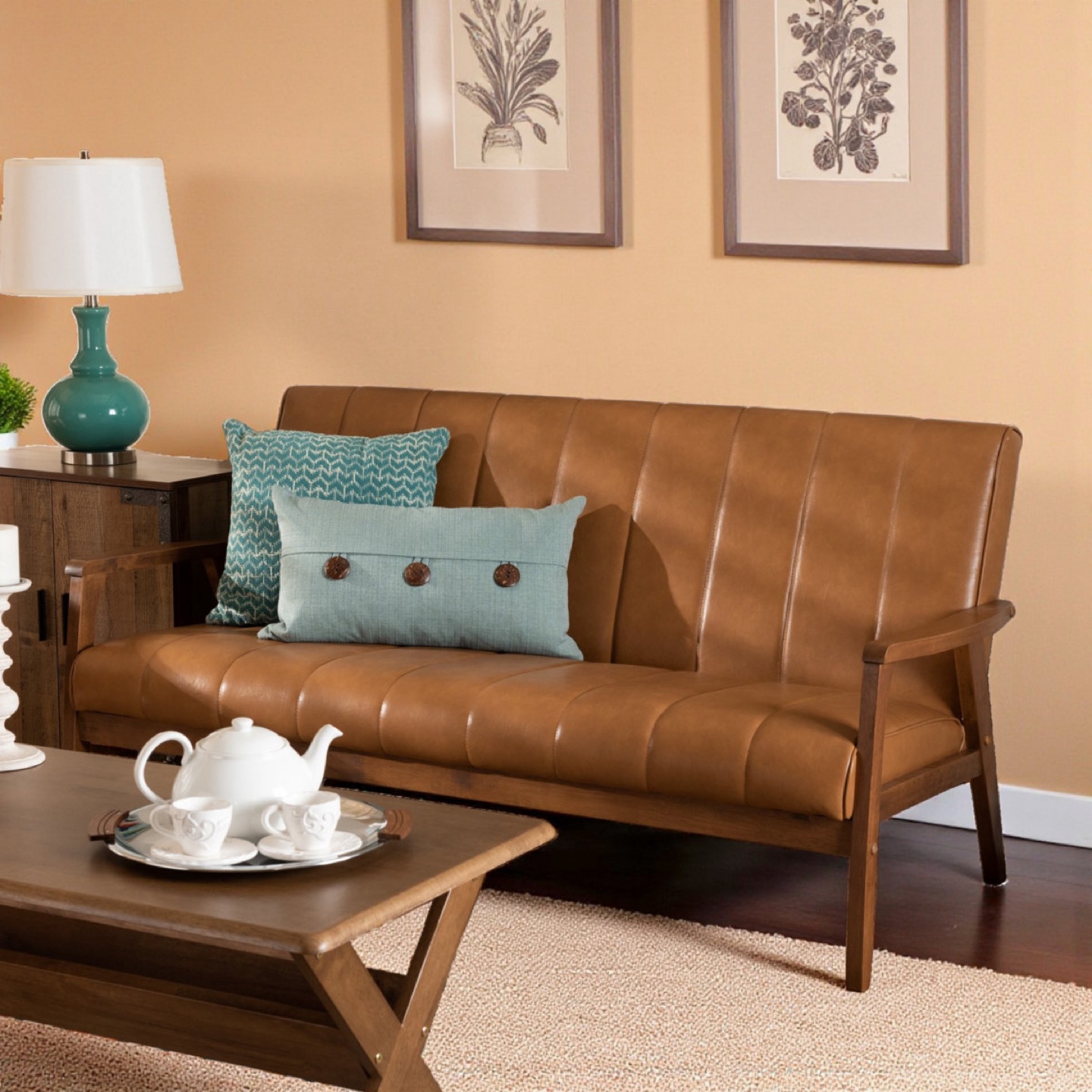 New Mid Century Modern Upholstered 3 Seat Sofa - photo 3