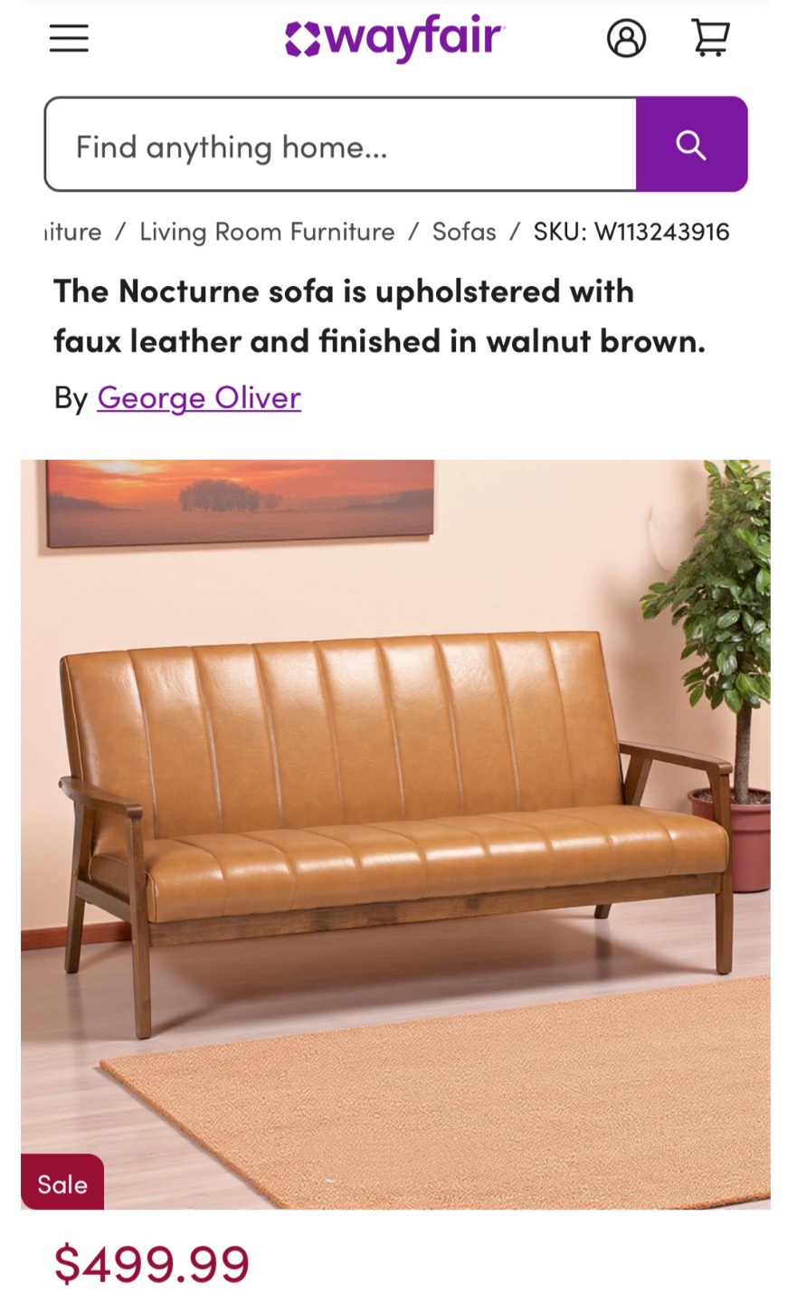 New Mid Century Modern Upholstered 3 Seat Sofa - photo 2