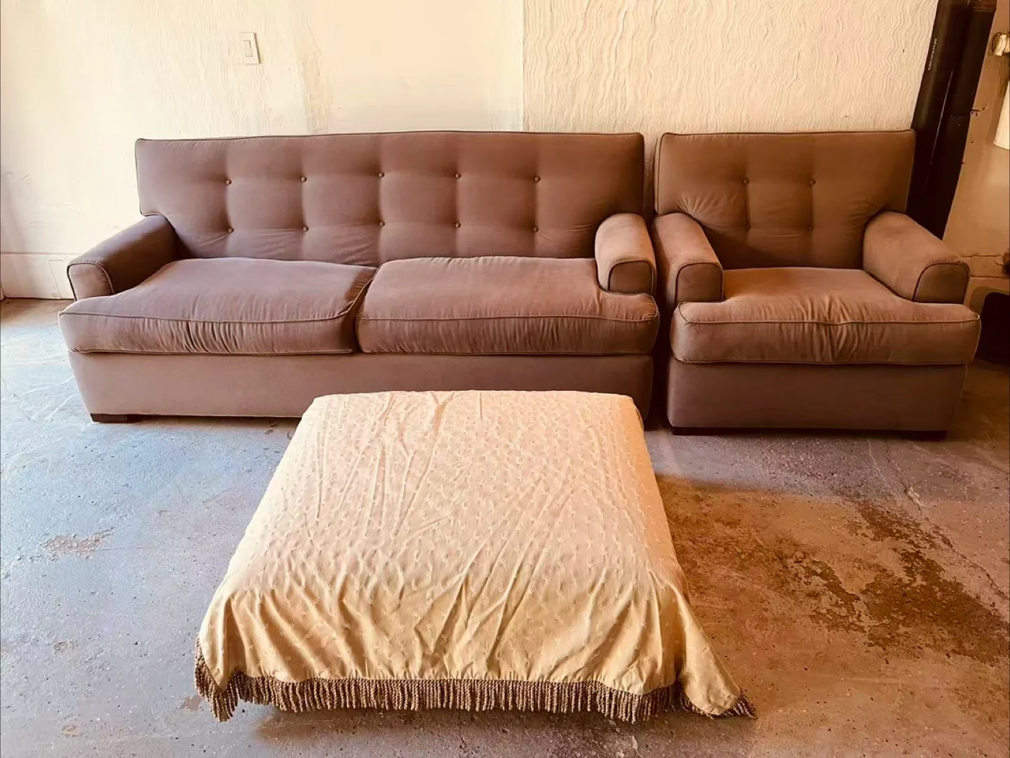 Sofa, Armchair & Ottoman Set - Taupe thumbnail
