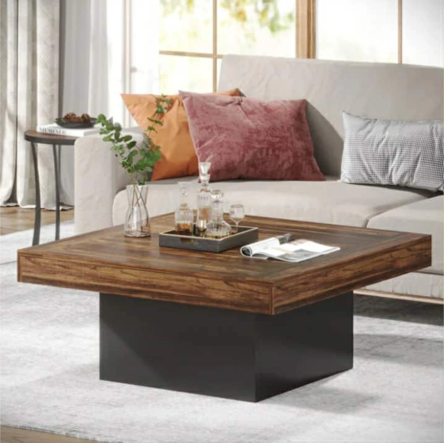 Wood Coffee Table with LED Light - photo 2