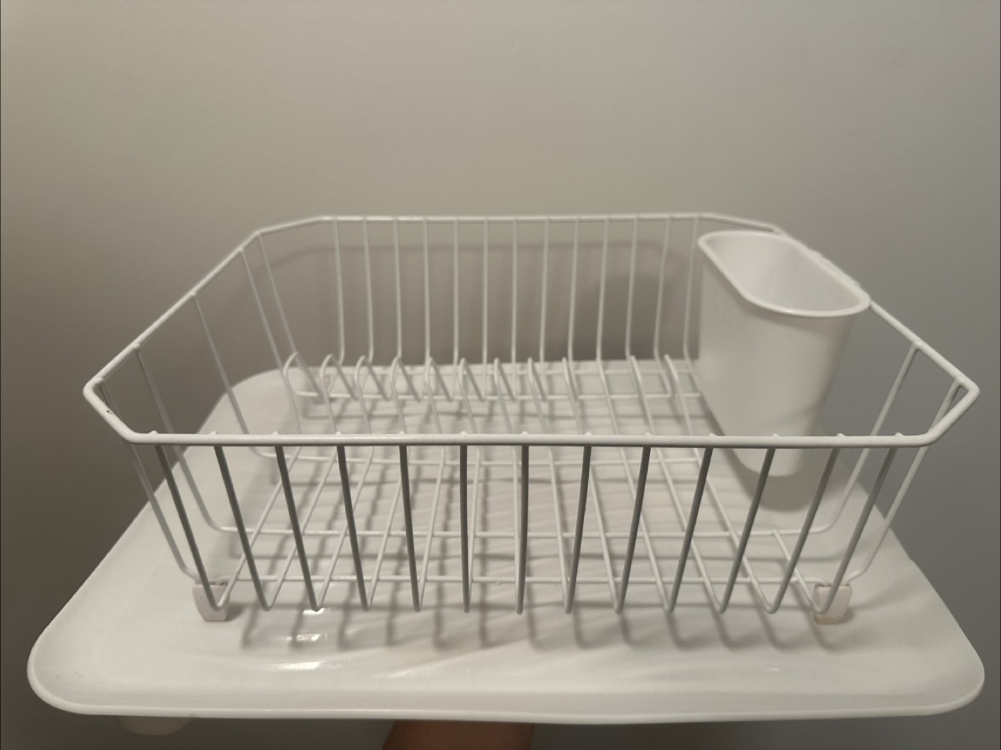 White Dish Rack with Utensil Holder - Small