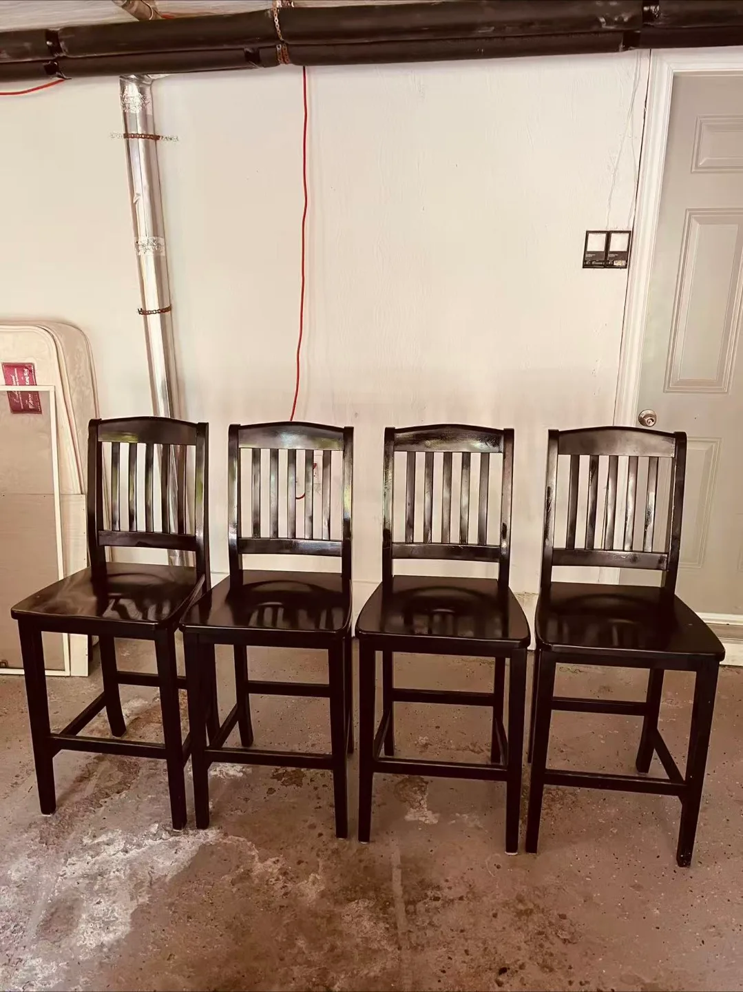 Set of 4 Black Wooden Bar Stools thumbnail
