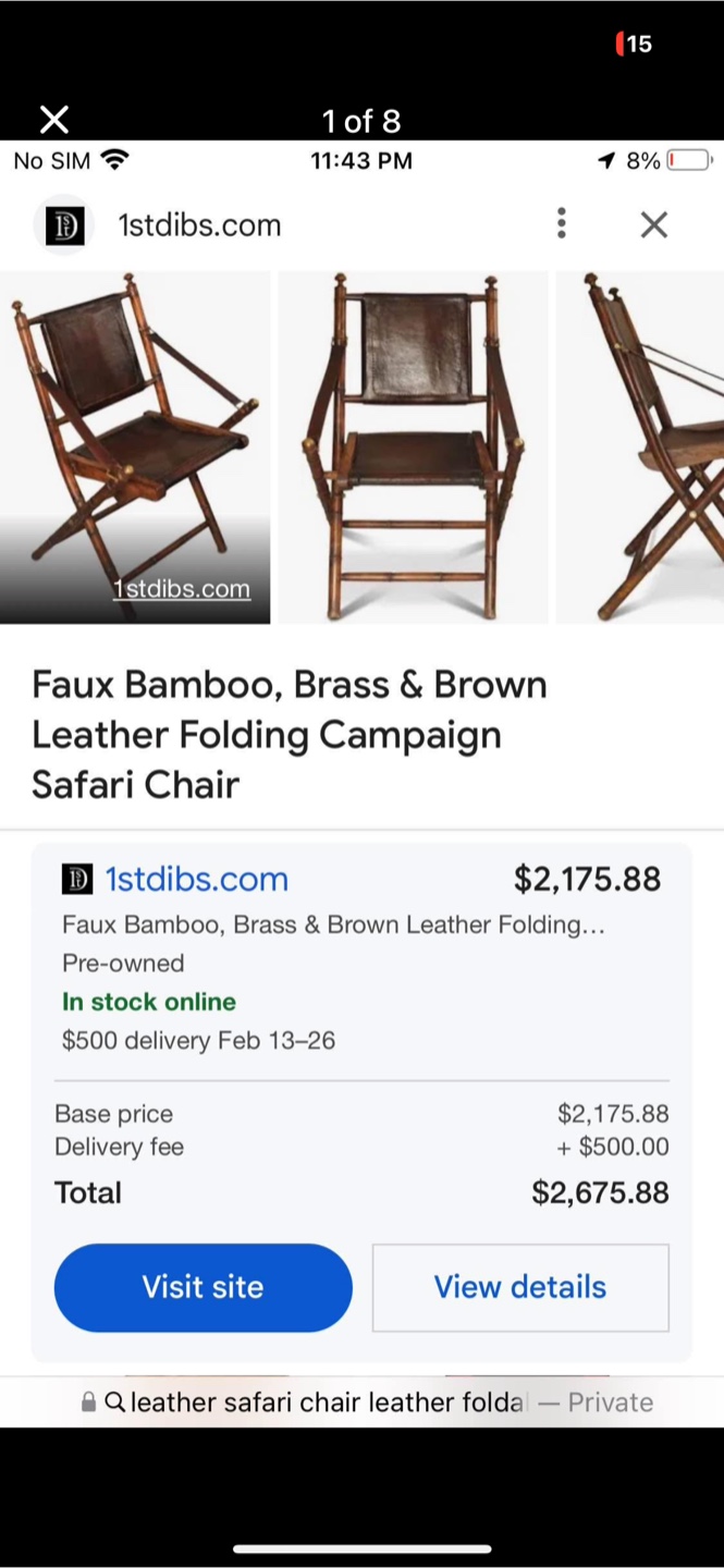 MCM RSP 2100$ Bamboo Folding Chair with Leather Seat - photo 4
