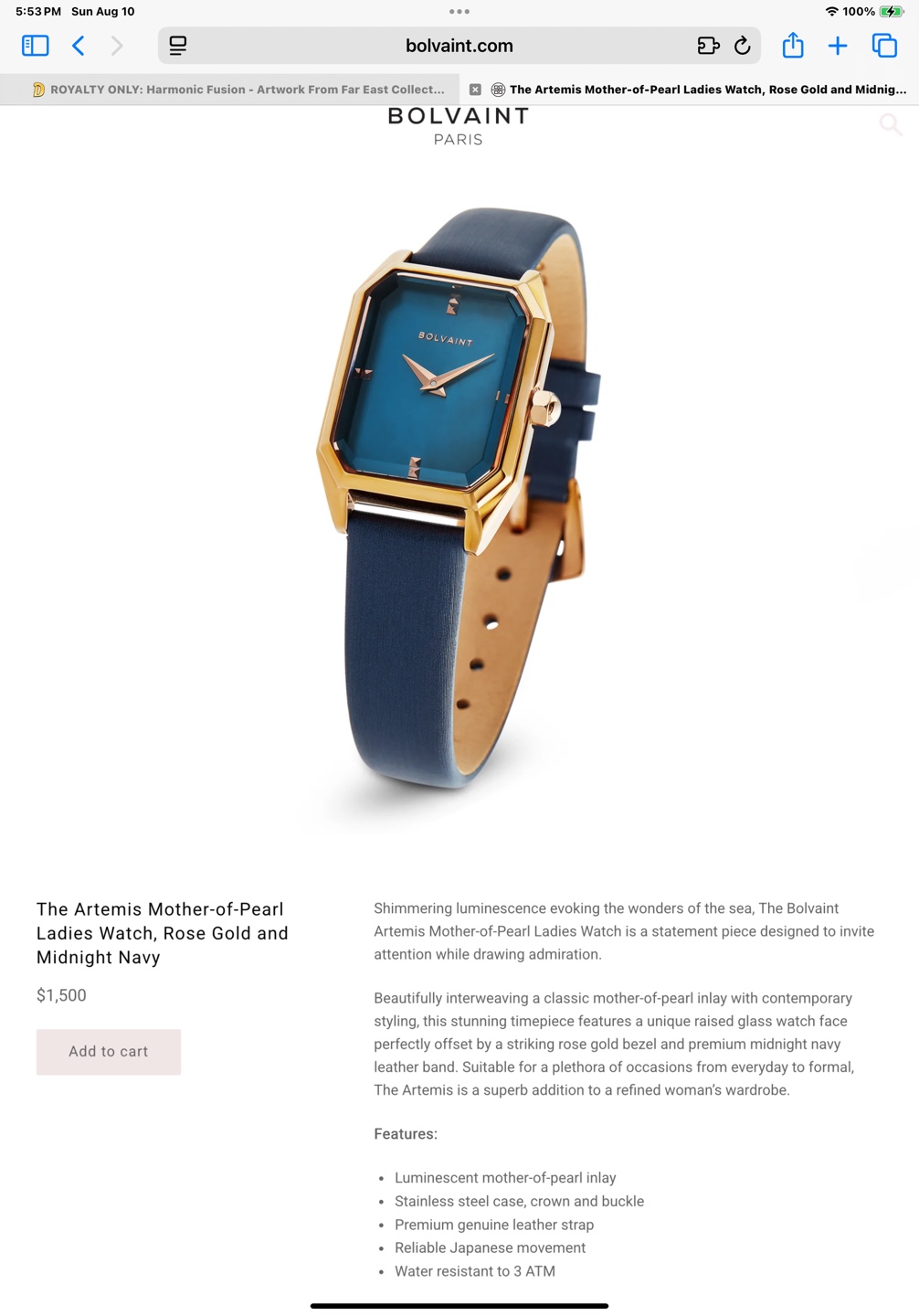 Bolvaint Artemis Mother-of-Pearl Ladies Watch