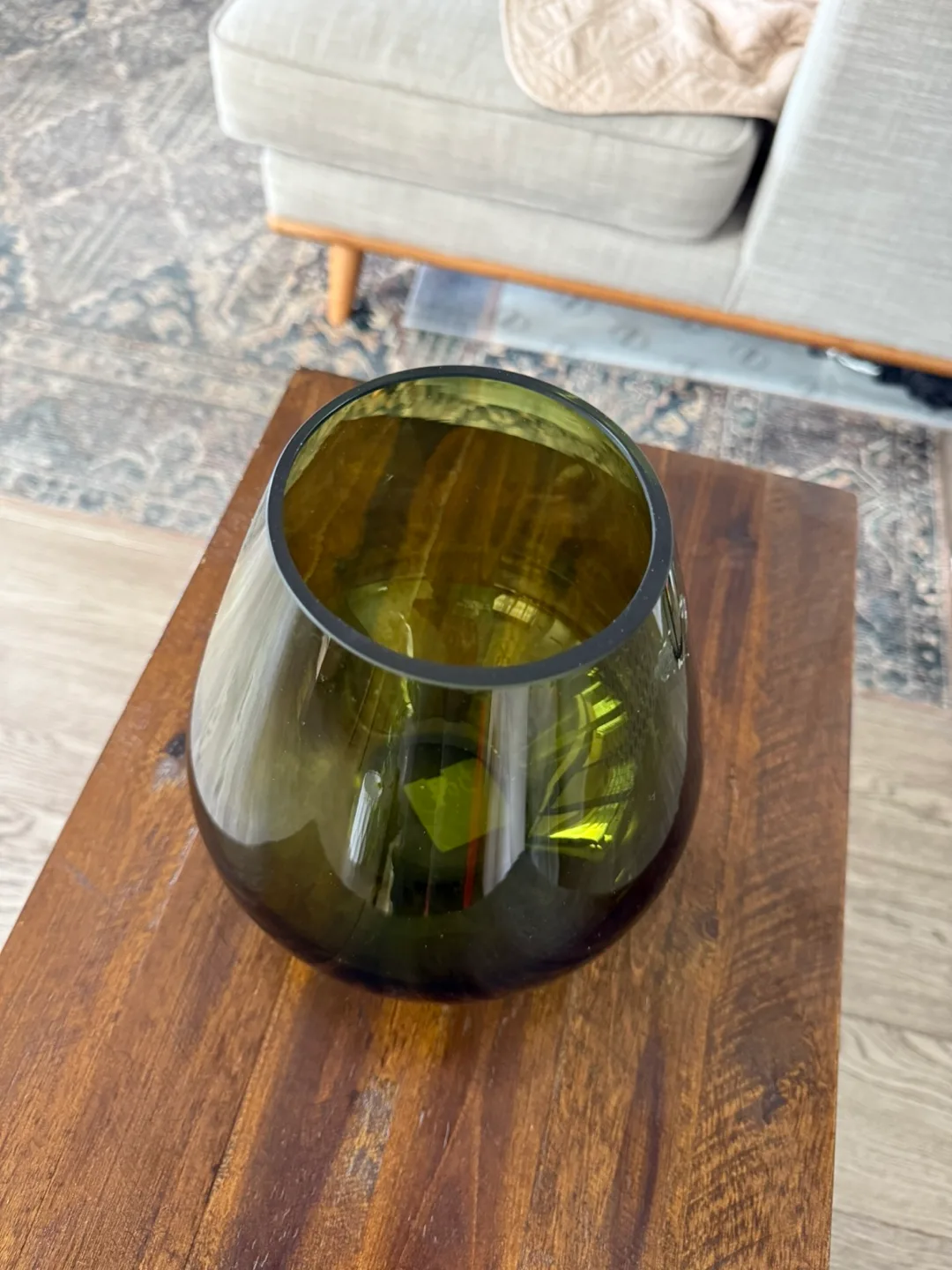 Olive Green Glass Vase (8.5”H x 4” D) image indicator(2)