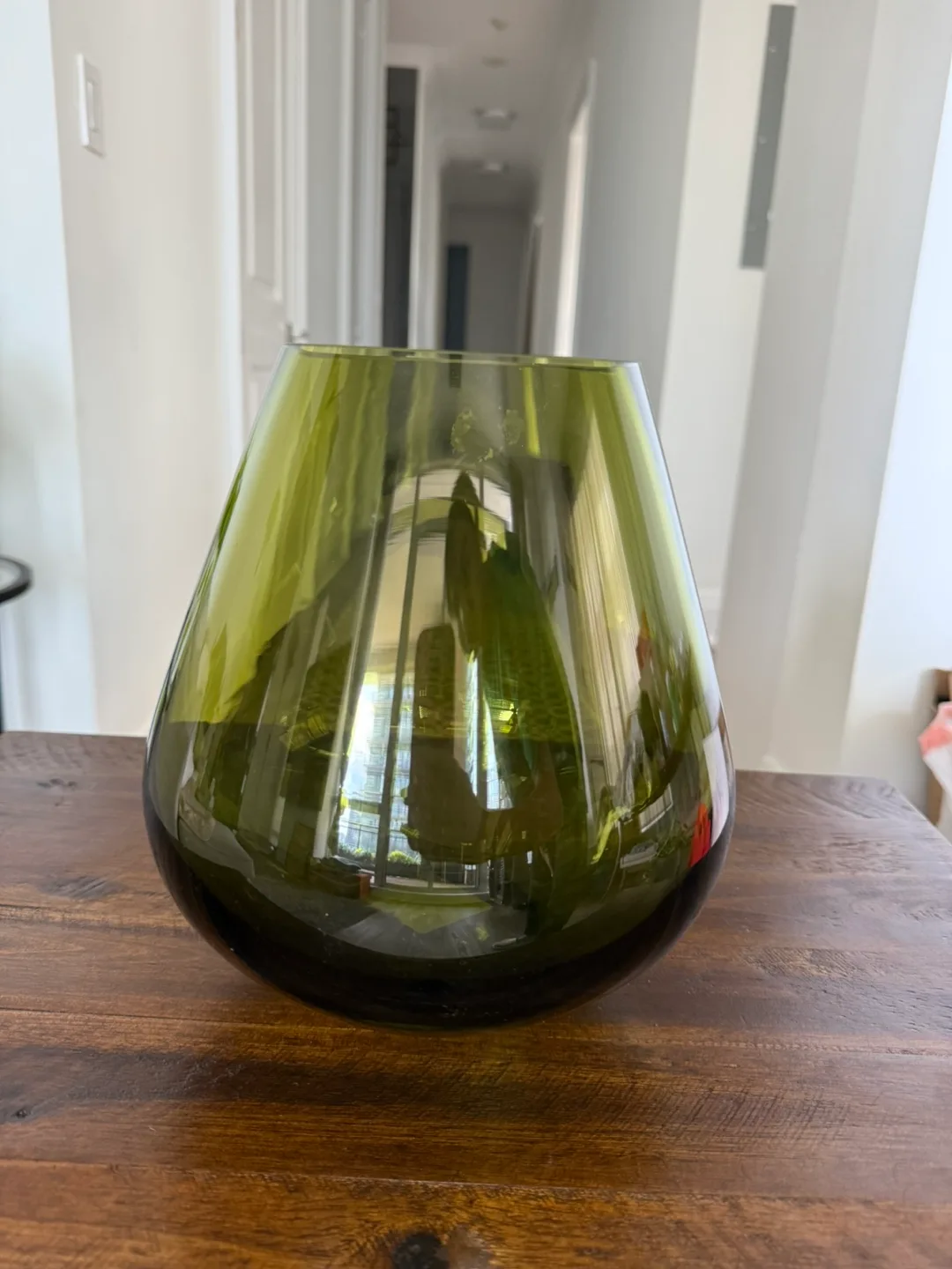 Olive Green Glass Vase (8.5”H x 4” D) image indicator(3)