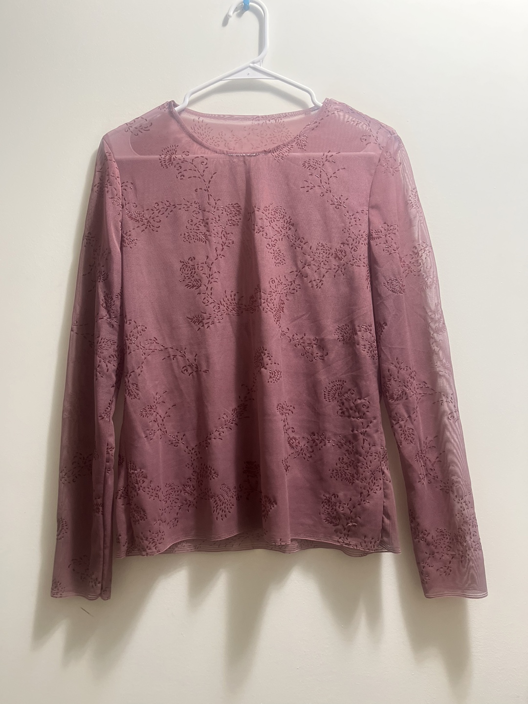 Women's Mesh long sleeve Top Mauve