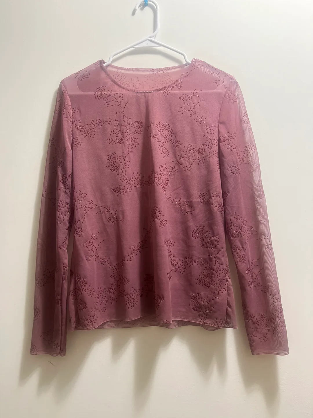 Women's Mesh long sleeve Top Mauve thumbnail