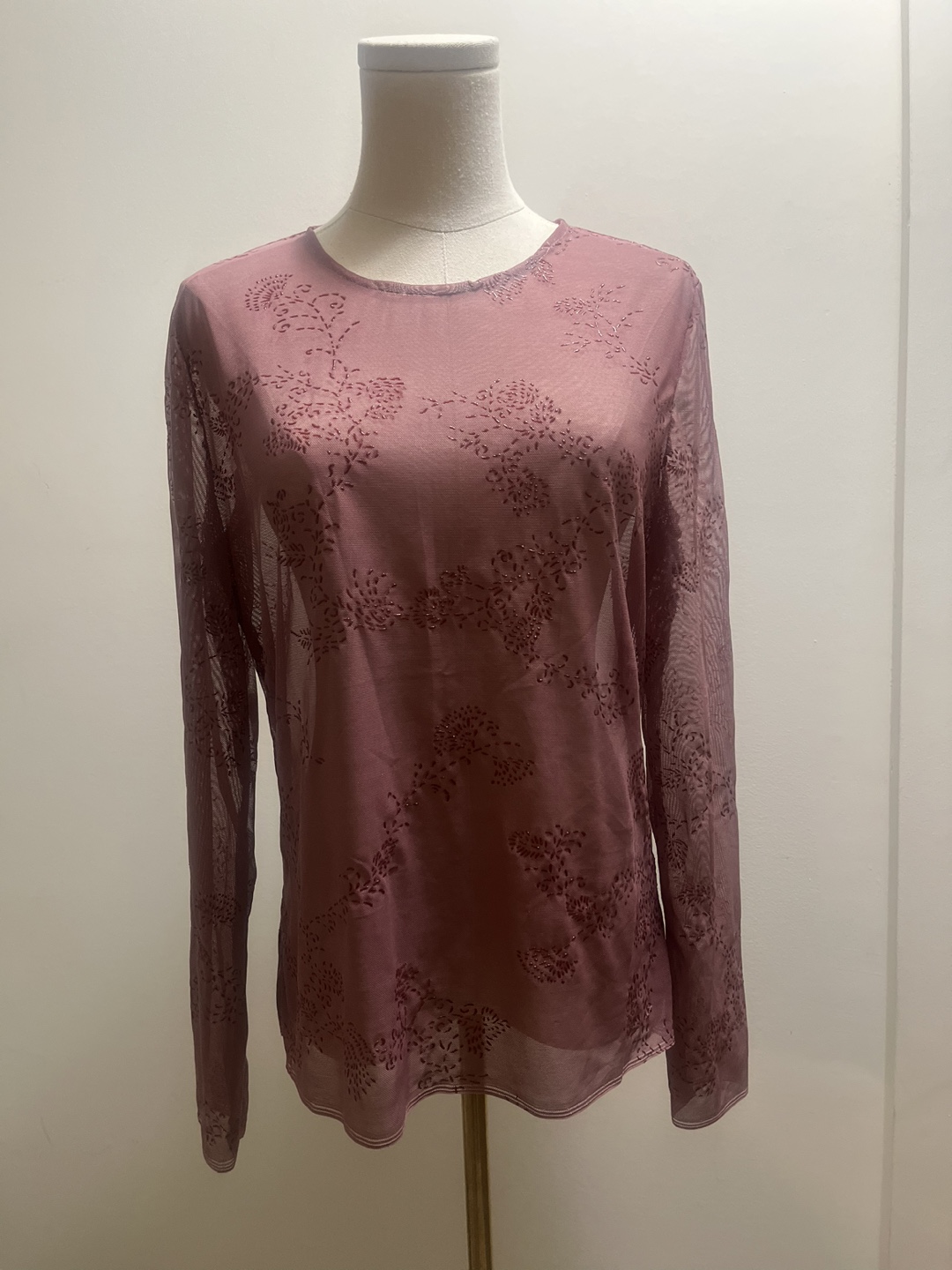 Women's Mesh long sleeve Top Mauve - photo 3