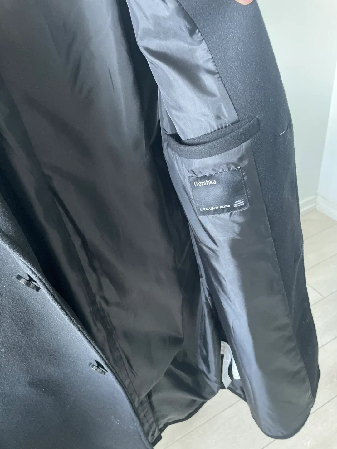 Bershka Black Overcoat Size M image indicator(3)