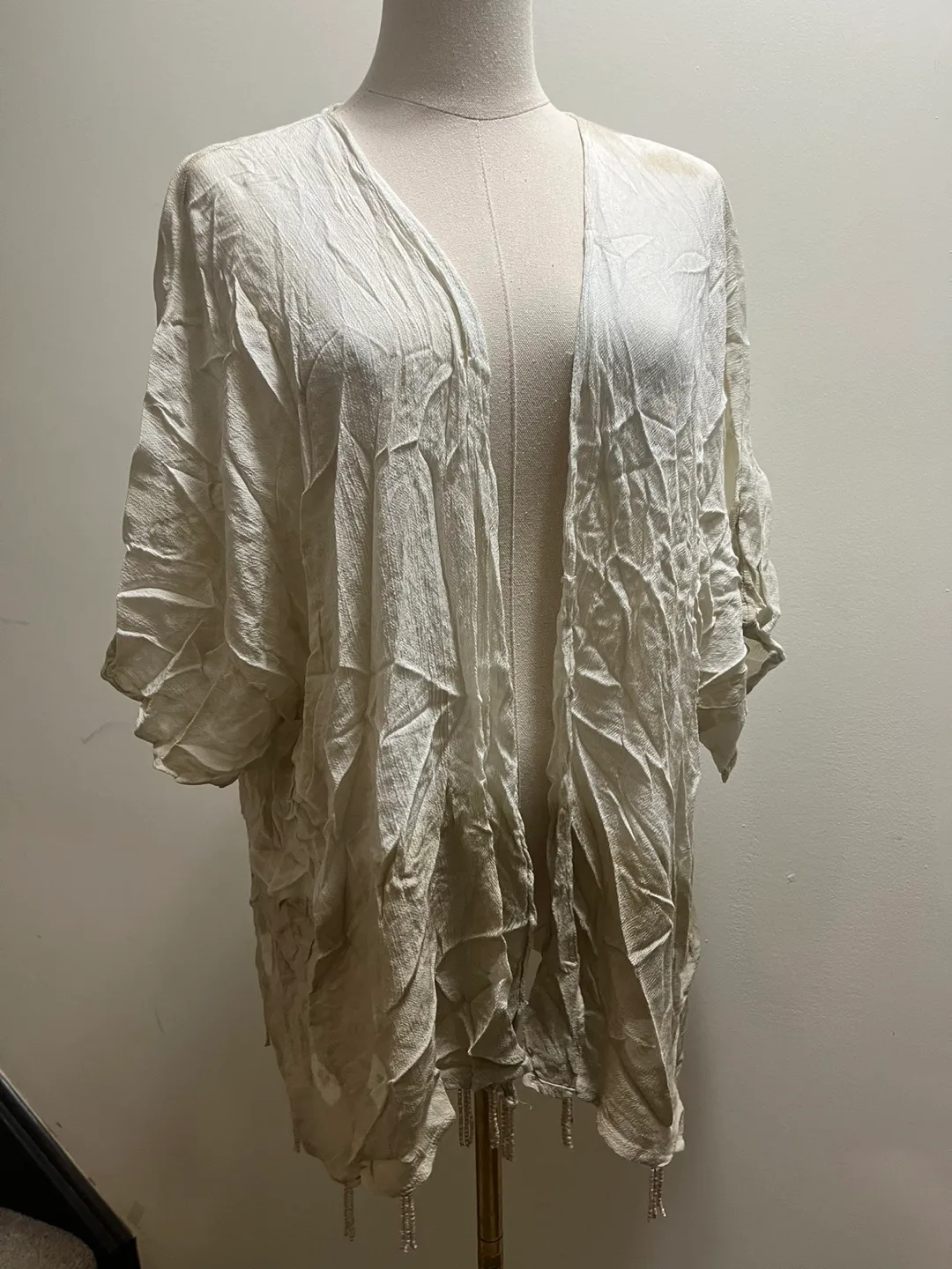 Elegant Cream tie dye Kimono Cardigan sz XL thumbnail