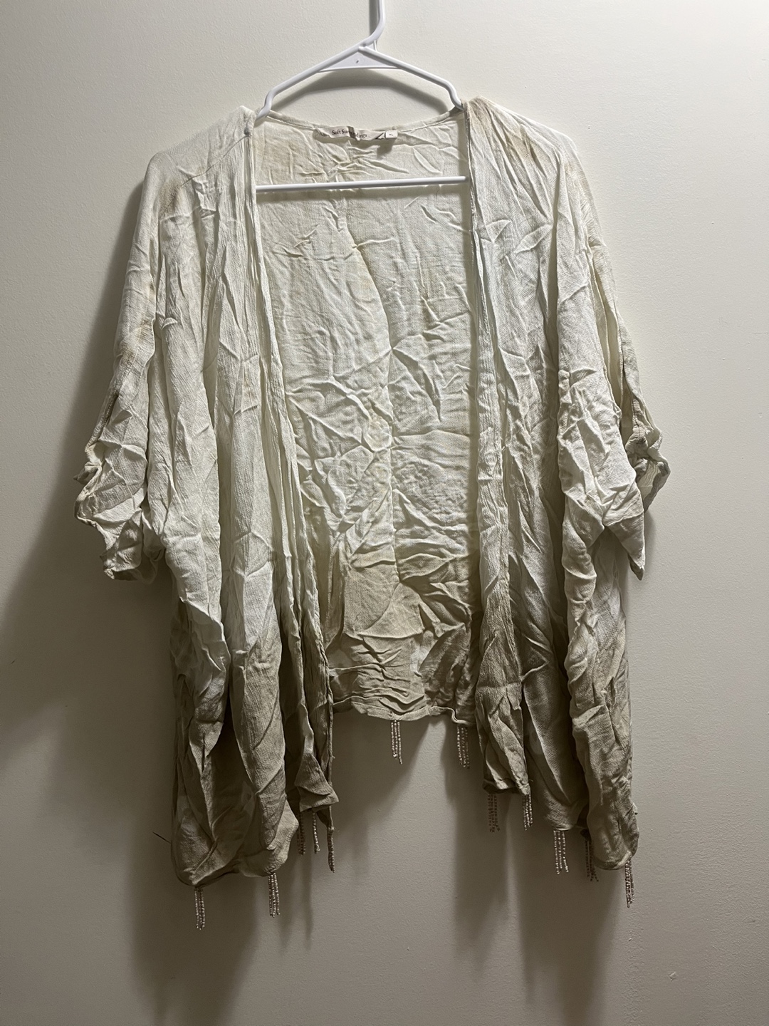 Elegant Cream tie dye Kimono Cardigan sz XL - photo 4