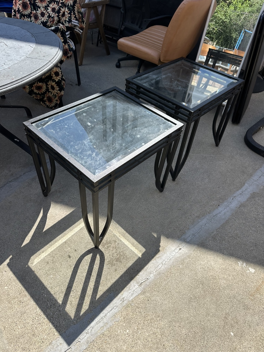 Glass Top End Tables - Set of 2