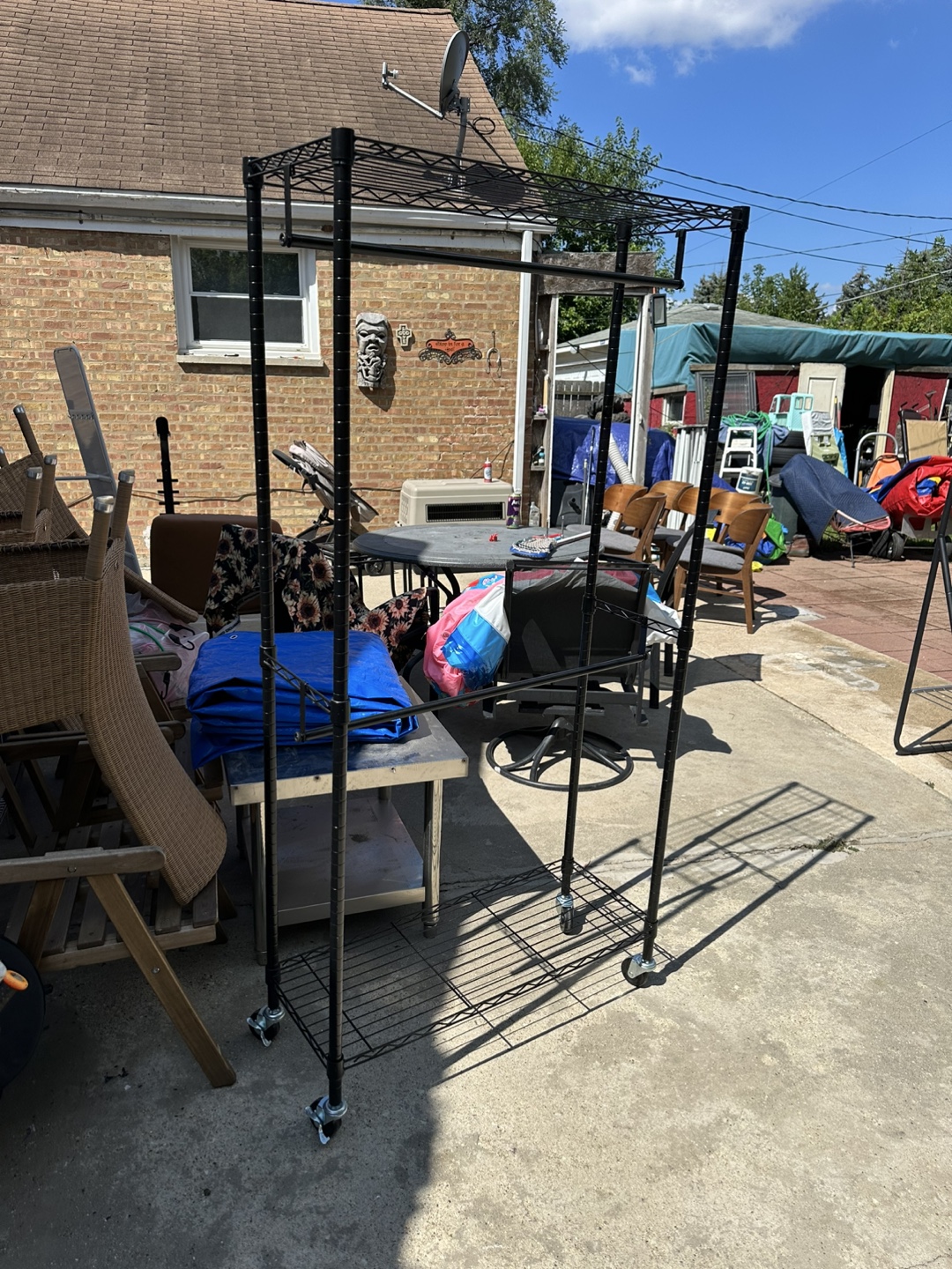 Black Metal Rolling Clothes Rack - 72" Tall