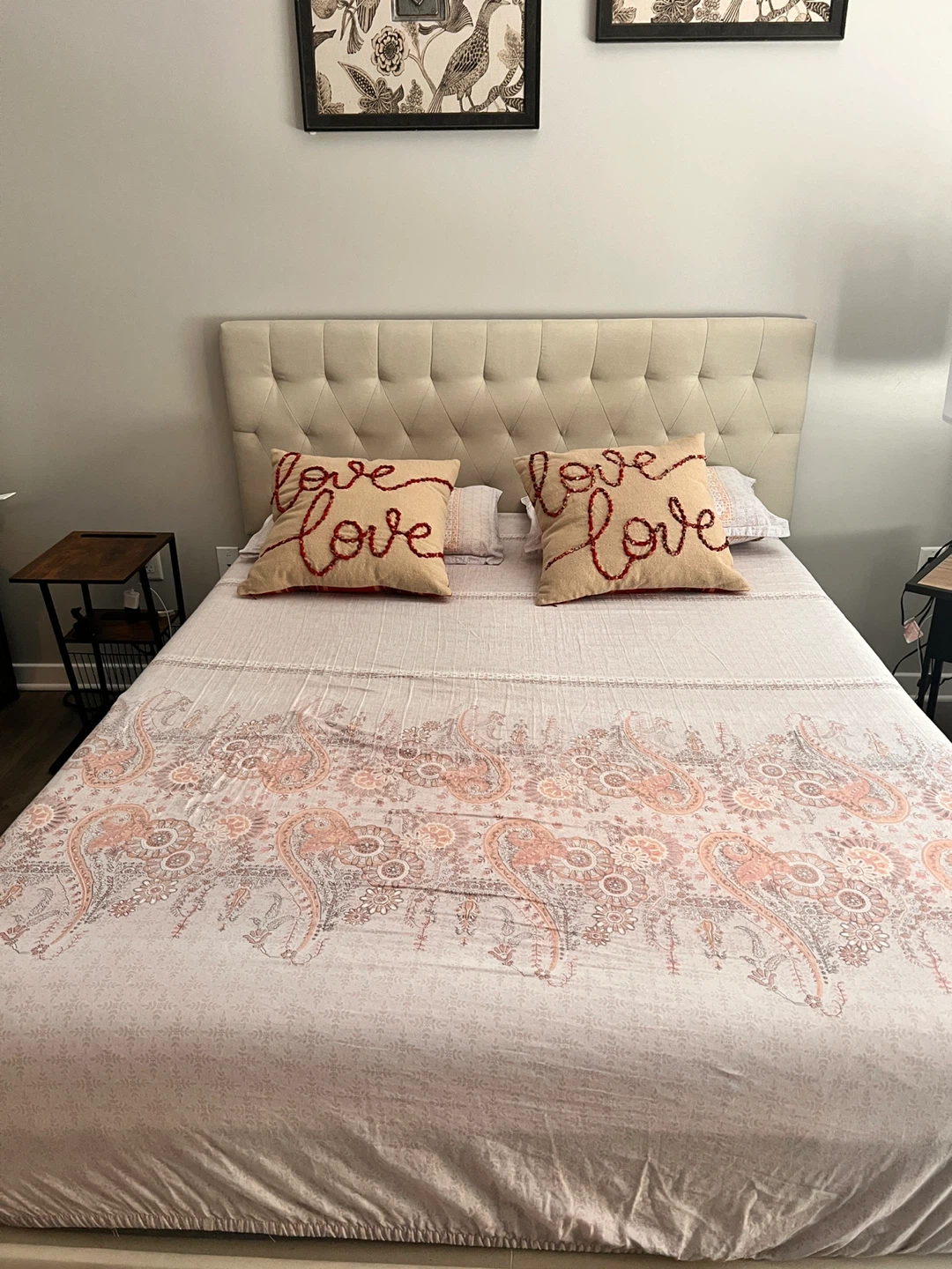 Queen Bed Frame w/ Headboard & 2 Drawers