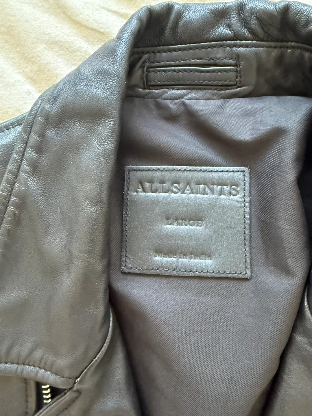 Men’s AllSaints Milo Biker Leather Jacket - Size Large - photo 3