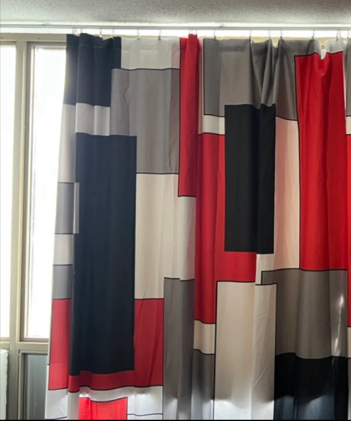 Black 3 seats Sofa with Pillows & Throw, curtains image indicator(2)