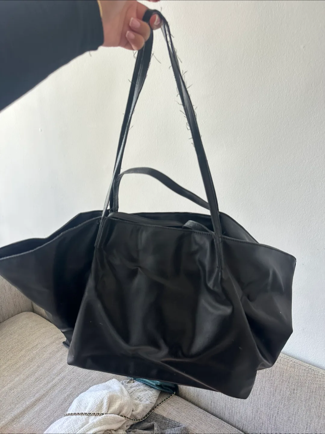 Black Leather Tote Bag