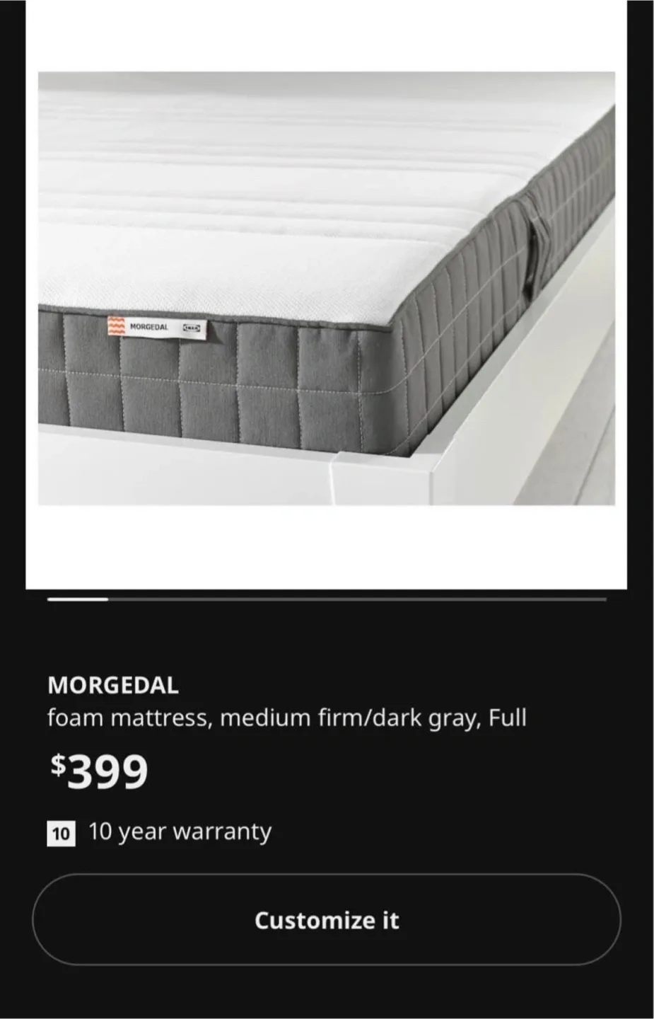 IKEA Morgedal Full Foam Mattress & Bed Frame image indicator(4)