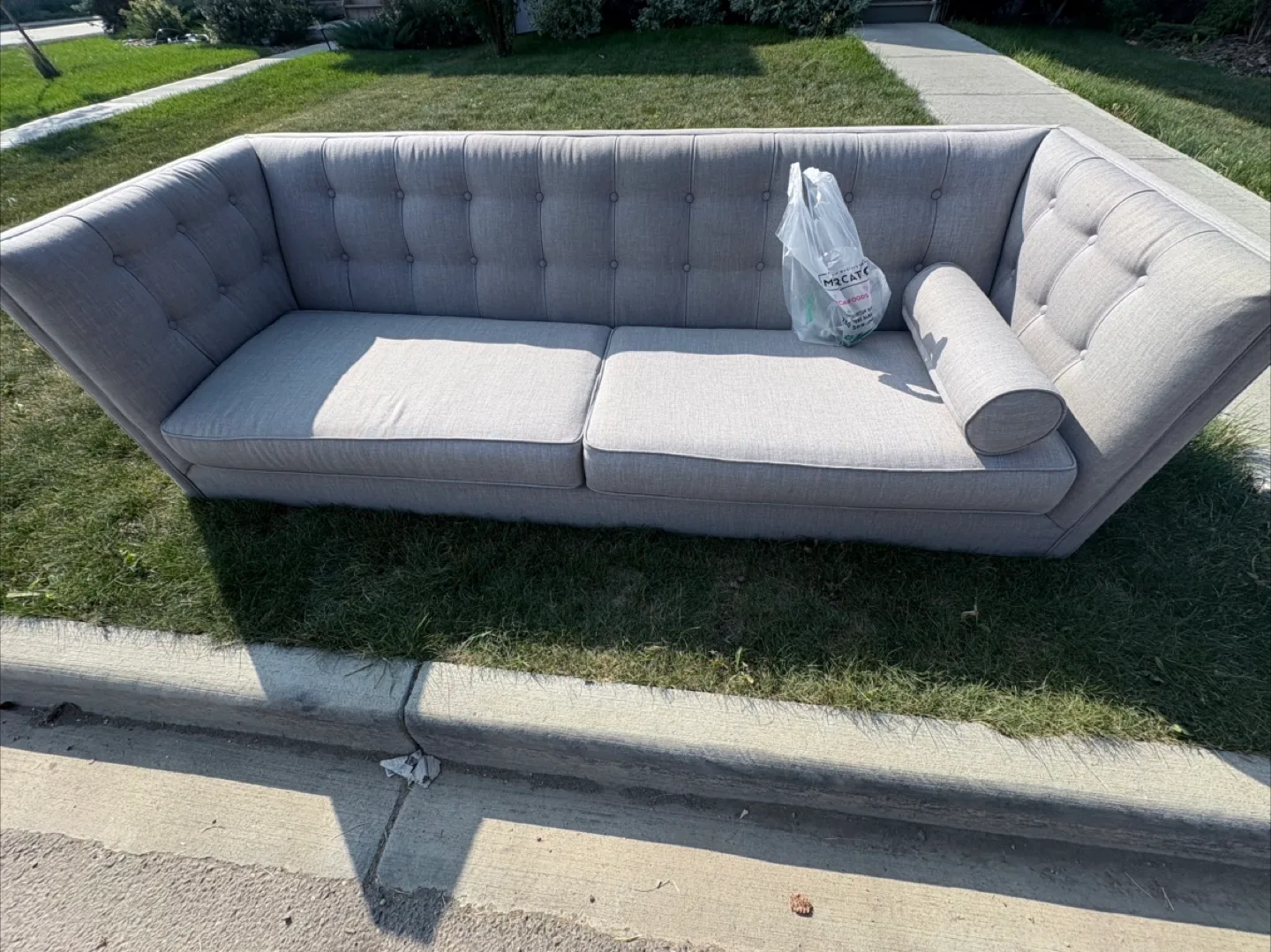 Grey Sofa with Button Tufting