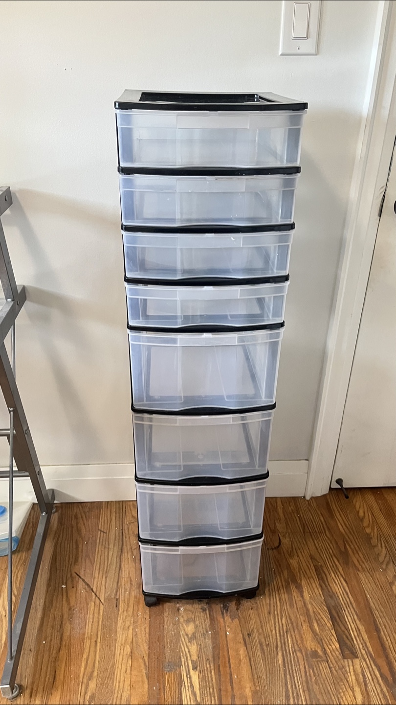 Tall Plastic 8-Drawer Storage Unit on Wheels