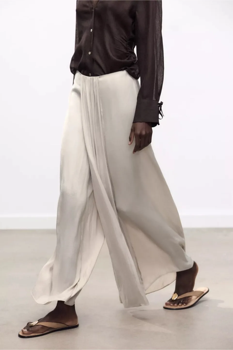 Zara satin wrap front Pants image indicator(2)