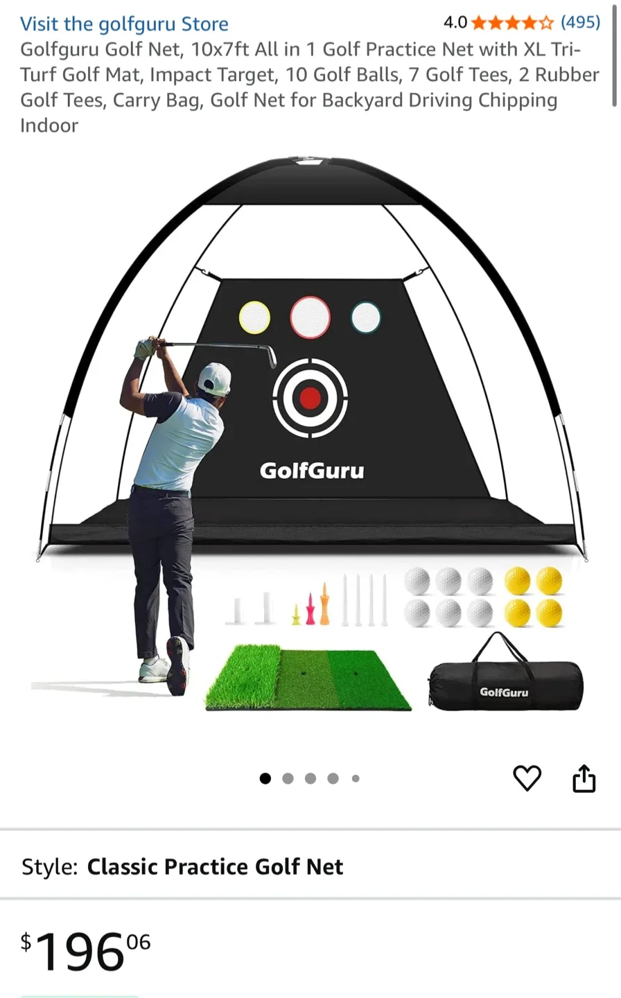 GolfGuru 2 in 1 Golf Practice Net with XL Tri-Turf Mat thumbnail