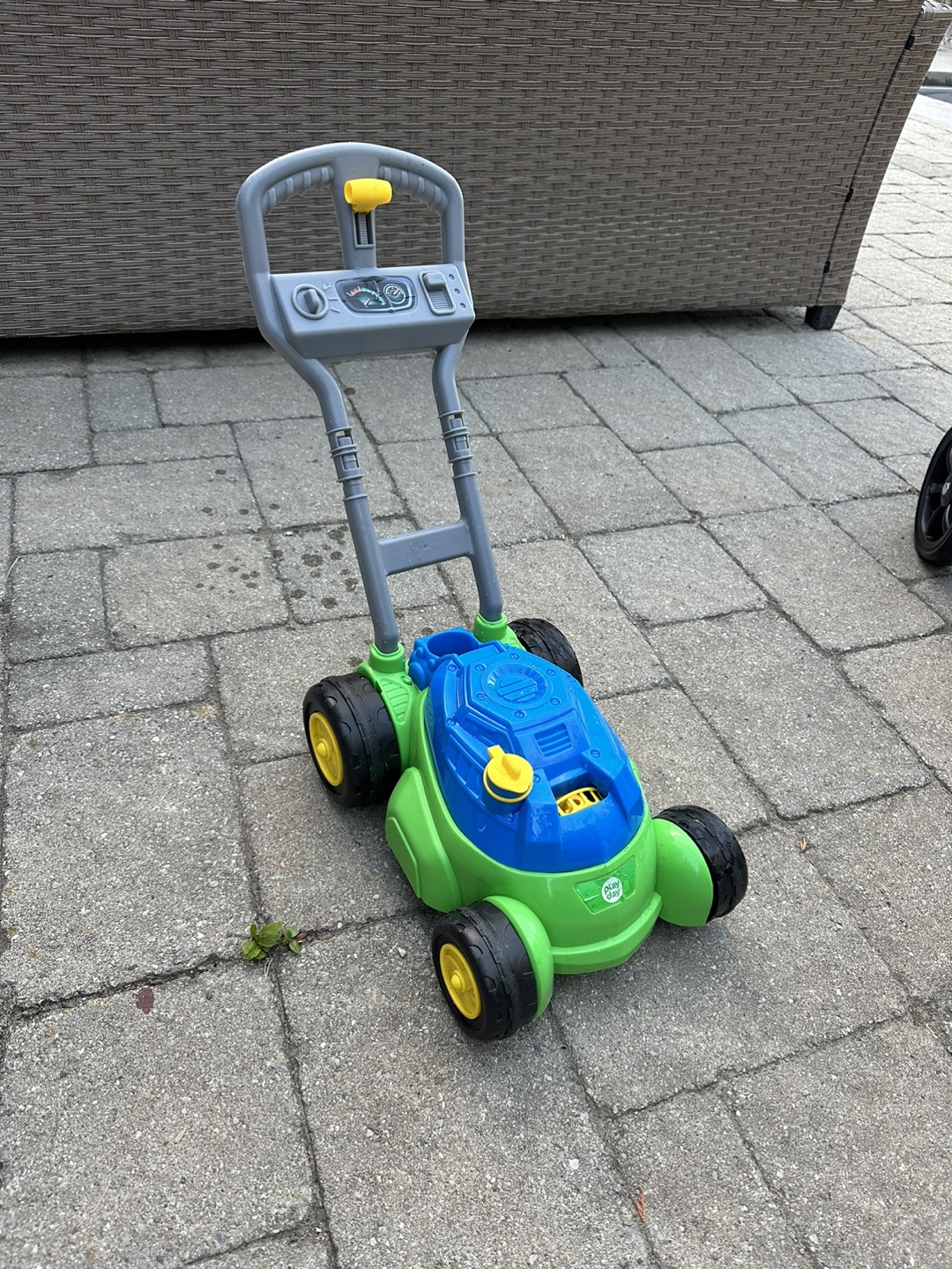 Play Day Kids Toy Lawn Mower - Green & Blue