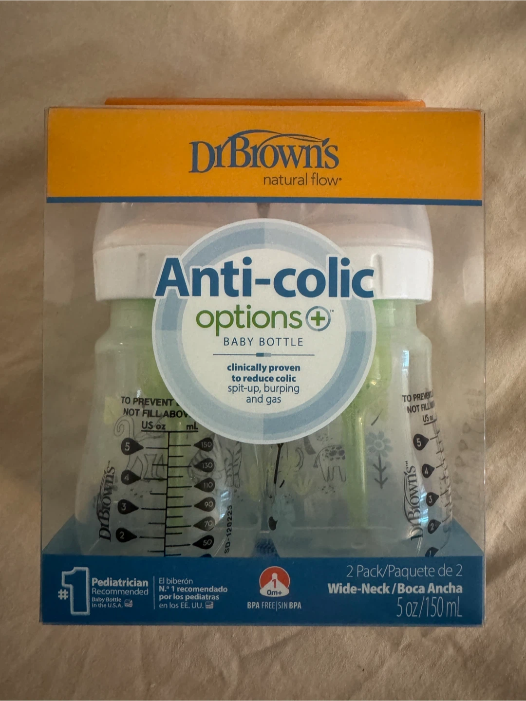 Dr Brown's Anti-Collic Wide-Neck baby bottle - 2 pack