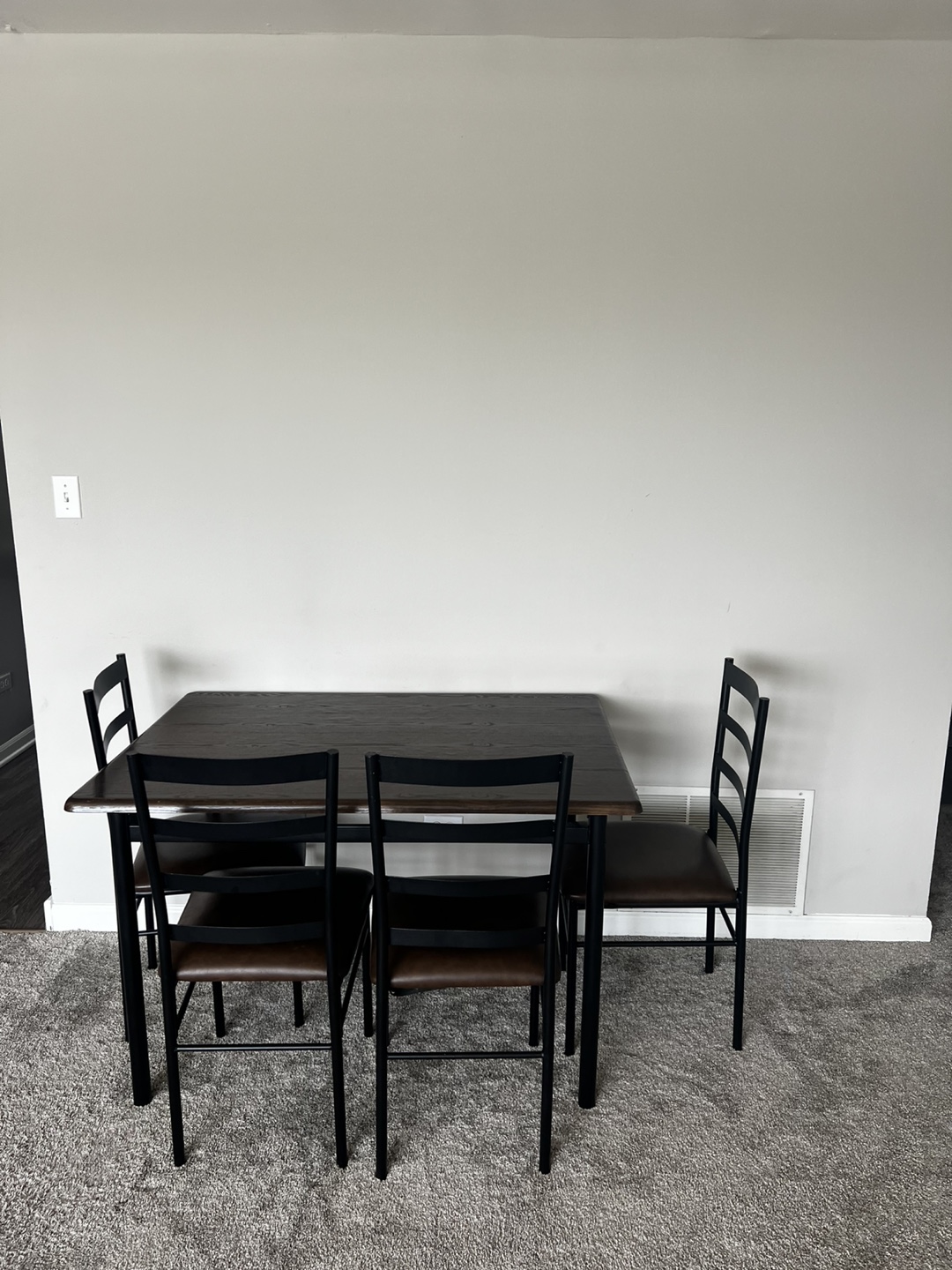 Dining Table with 4 Chairs - Brown & Black