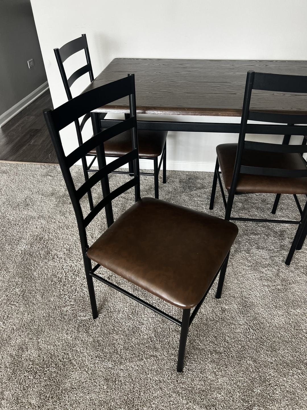 Dining Table with 4 Chairs - Brown & Black - photo 2