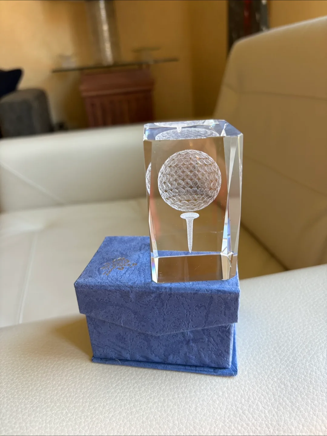 Glass Crystal 3D etched Golf Ball and Tee