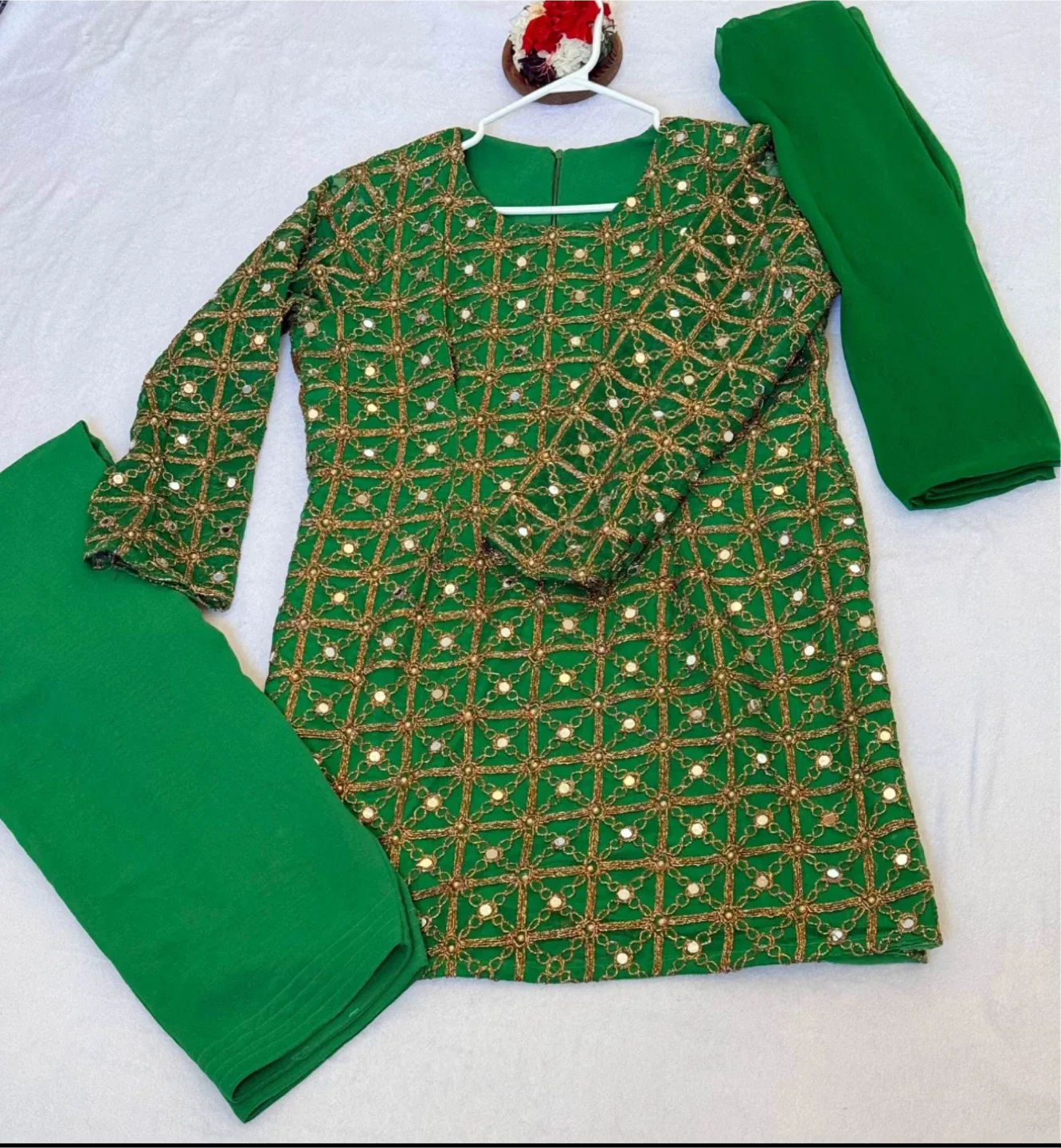 Green Embroidered Salwar Kameez Suit image indicator(3)
