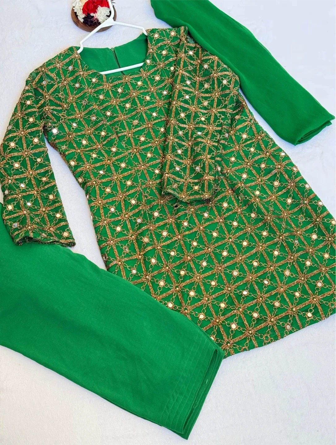 Green Embroidered Salwar Kameez Suit
